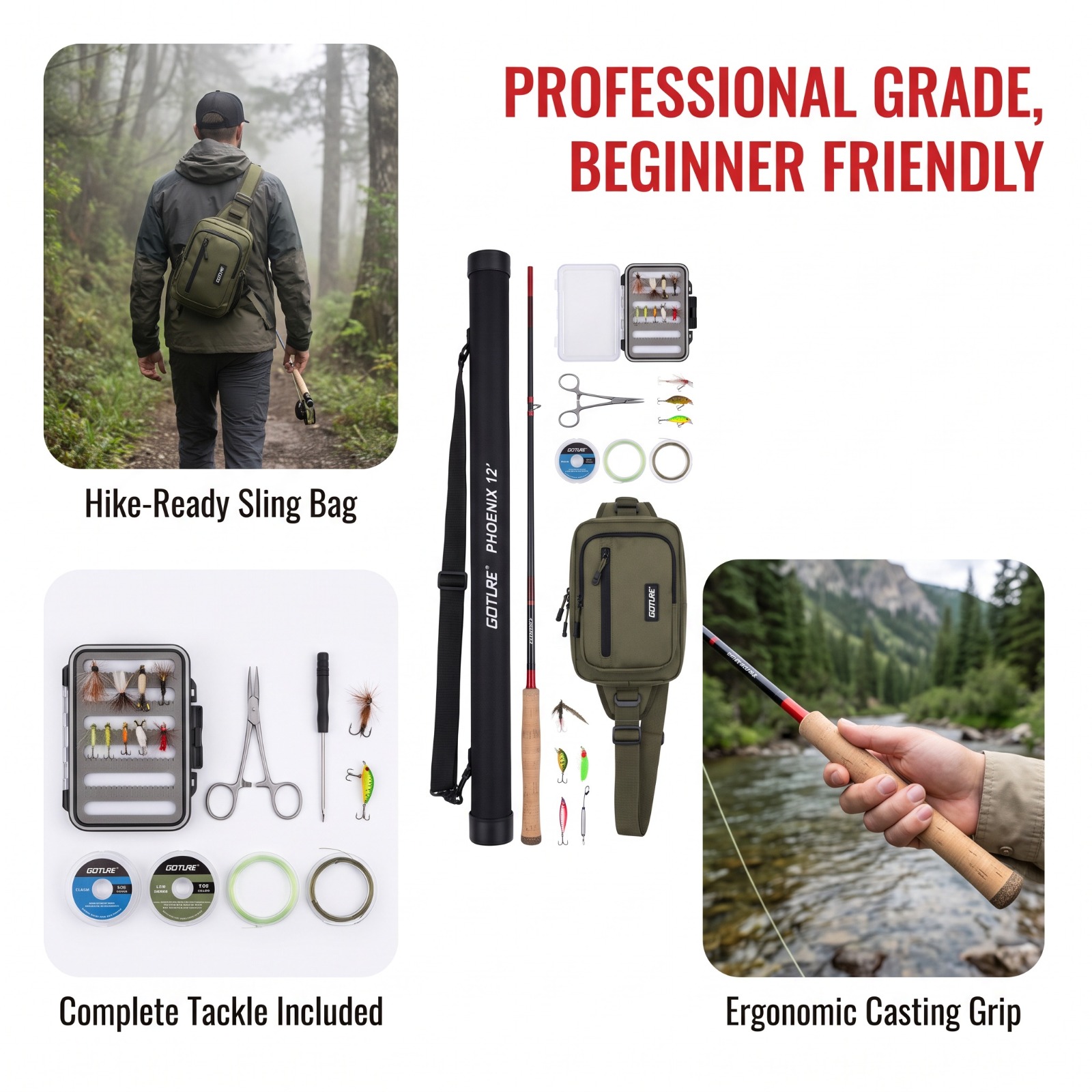 Fly Fishing Set - Goture 12FT 3.6M 텐카라 플라이 낚싯대