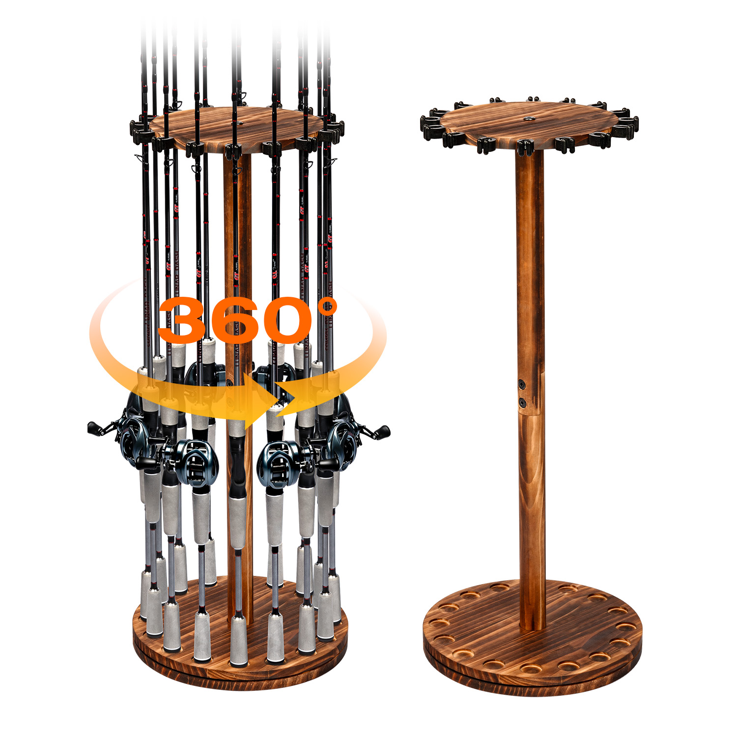 Fishing Equipment Holder - 원형 탄화목 낚싯대 홀더 회전식 디스플레이
