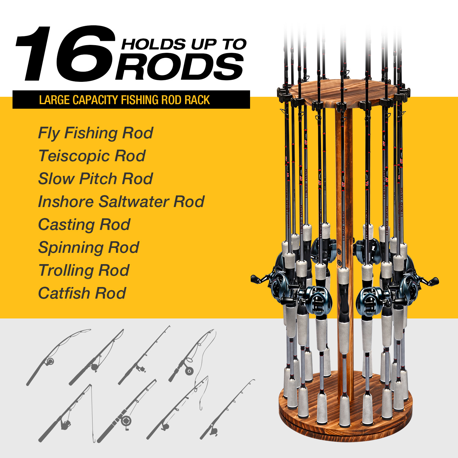 원형 탄화목 낚싯대 홀더 회전식 디스플레이 스탠드 낚싯 - Fishing Equipment Holder 리뷰 및 가격