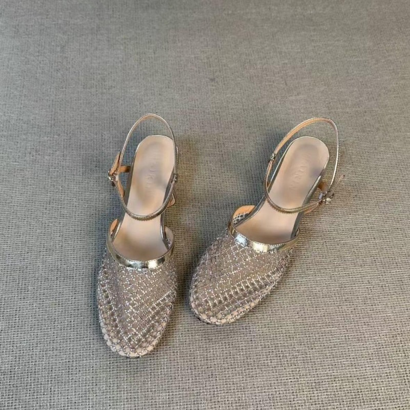 프랑스 라인스톤 아름다운 속이 빈 웨지 바오토우 샌들  - Fishing Equipment Net 리뷰 및 가격